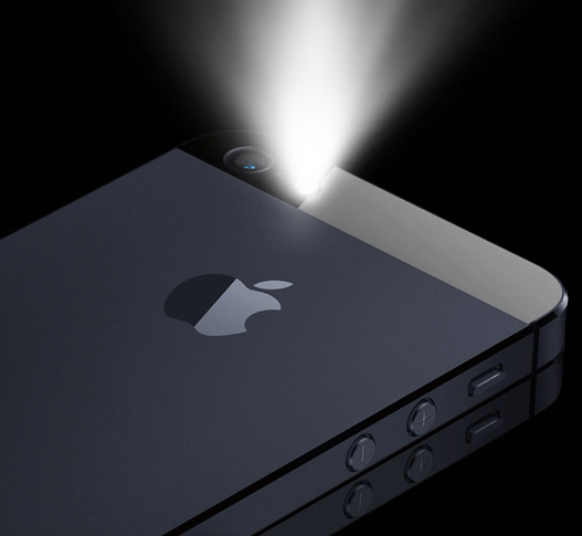 iPhone SE with flashlight